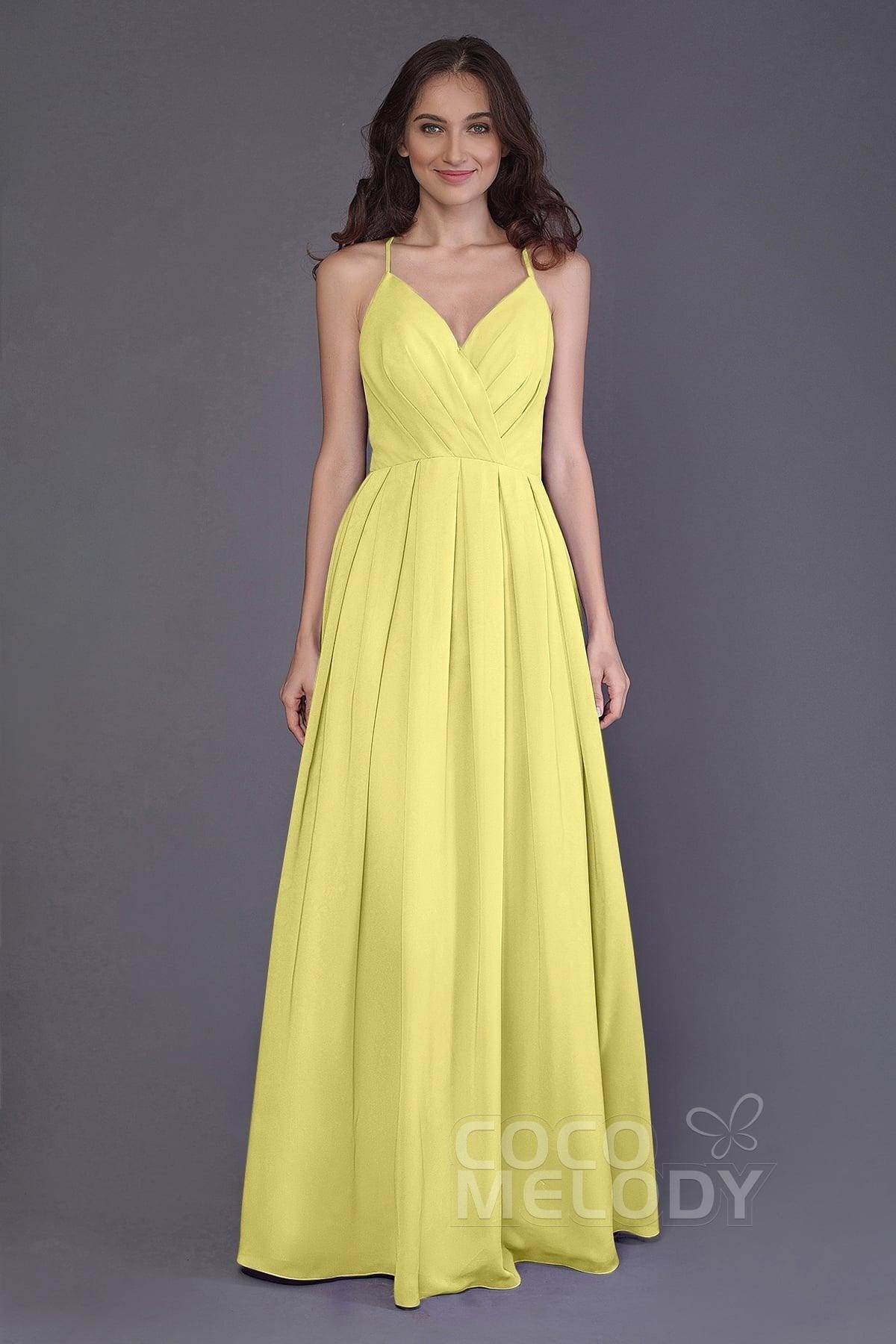 Sheath-Column Floor Length Chiffon Bridesmaid Dress PR3572 - COCOMELODY